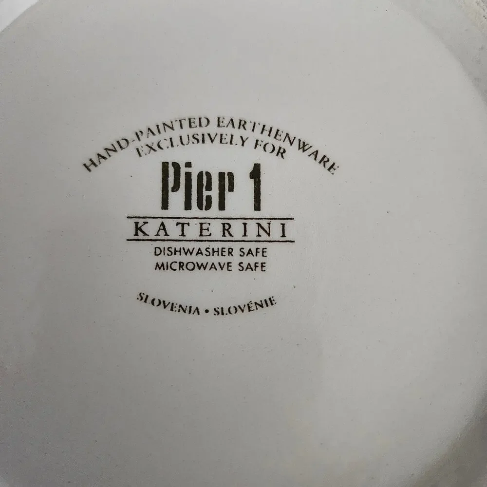 Pier 1 Katerini Hand Painted Earthenware Olive Mixing Serving Bowl Slovenia